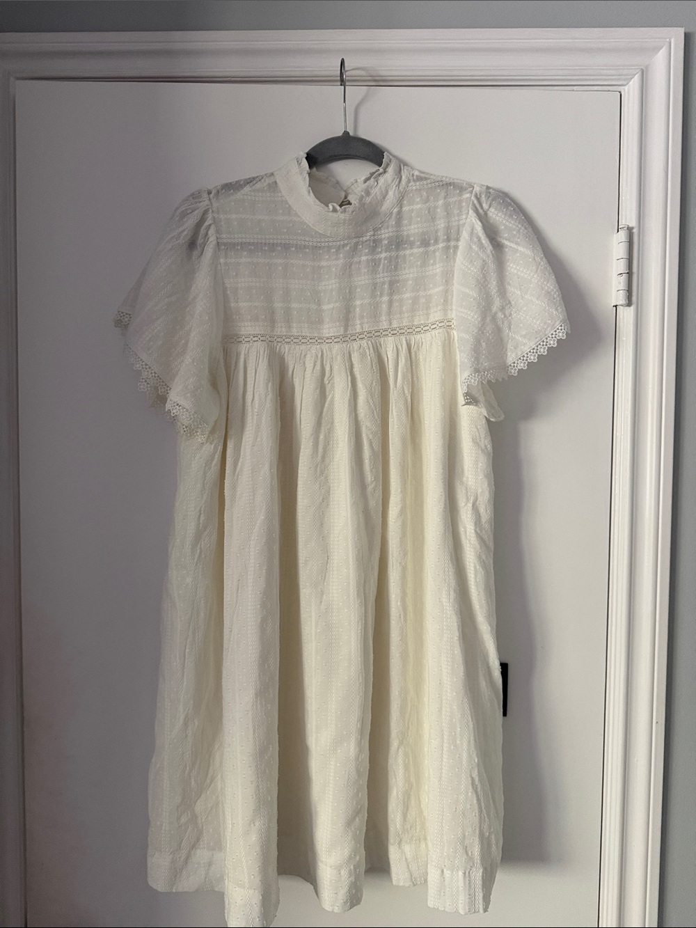 Lulus Ivory Lace High-Neck Babydoll Dress